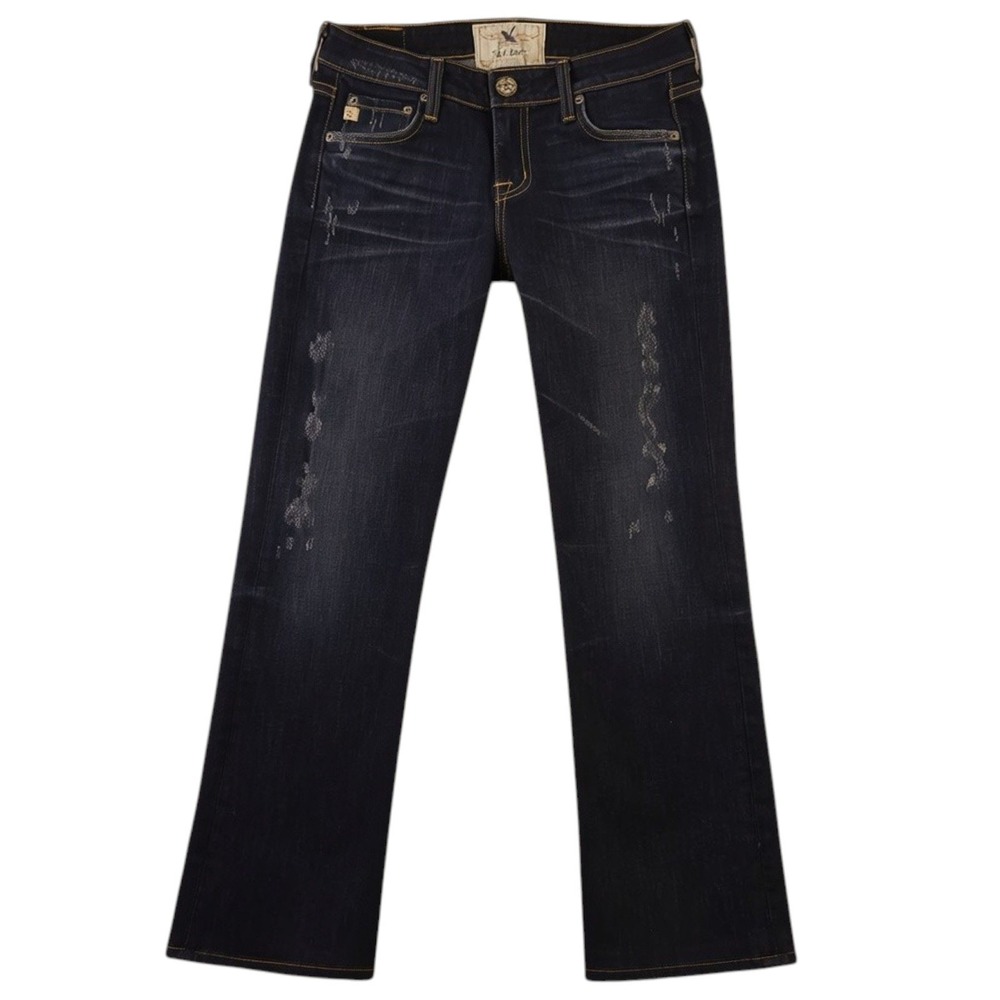 Big Star Liv Boot Jeans Women 27 Blue Bootcut Distressed Low Rise Denim Cowgirl